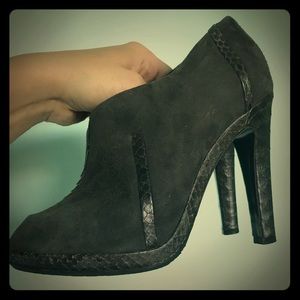Women’s Black Suede High Heel Ankle Bootie